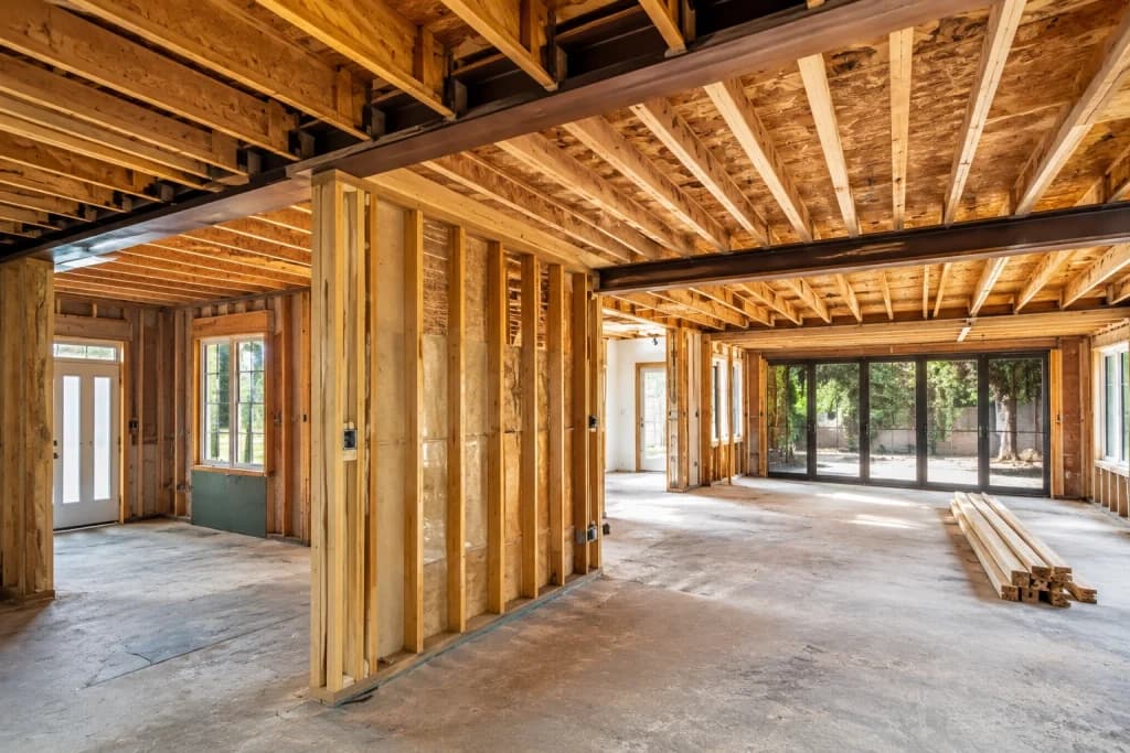 Load-bearing wall exposed during home renovation