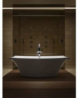 Loure® floor-mount bath filler trim with hand shower