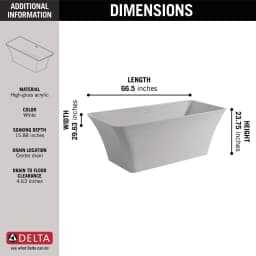 Torelle 67 In. X 30 In. Freestanding Tub With Center Drain In White