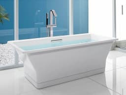 Rêve® 66-15/16" x 31-1/2" freestanding bath with Float installation and Brilliant Ash base without jet trim