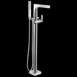 Zura® Single Handle Floor Mount Tub Filler Trim With Hand Shower In Chrome