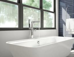 Zura® Single Handle Floor Mount Tub Filler Trim With Hand Shower In Chrome