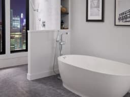 Zura® Single Handle Floor Mount Tub Filler Trim With Hand Shower In Chrome