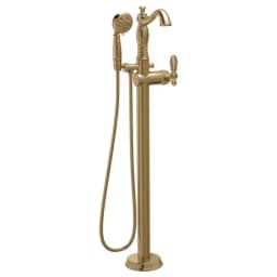 Delta® Single Handle Floor Mount Tub Filler Trim With Hand Shower - Less Handle In Champagne Bronze