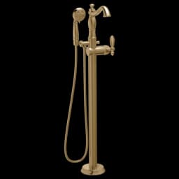 Delta® Single Handle Floor Mount Tub Filler Trim With Hand Shower - Less Handle In Champagne Bronze