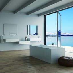 Vanity Art 59 x 30 Inches Freestanding Acrylic Bathtub Modern Stand Alone Soaking Tub