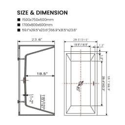 Vanity Art 59 x 30 Inches Freestanding Acrylic Bathtub Modern Stand Alone Soaking Tub