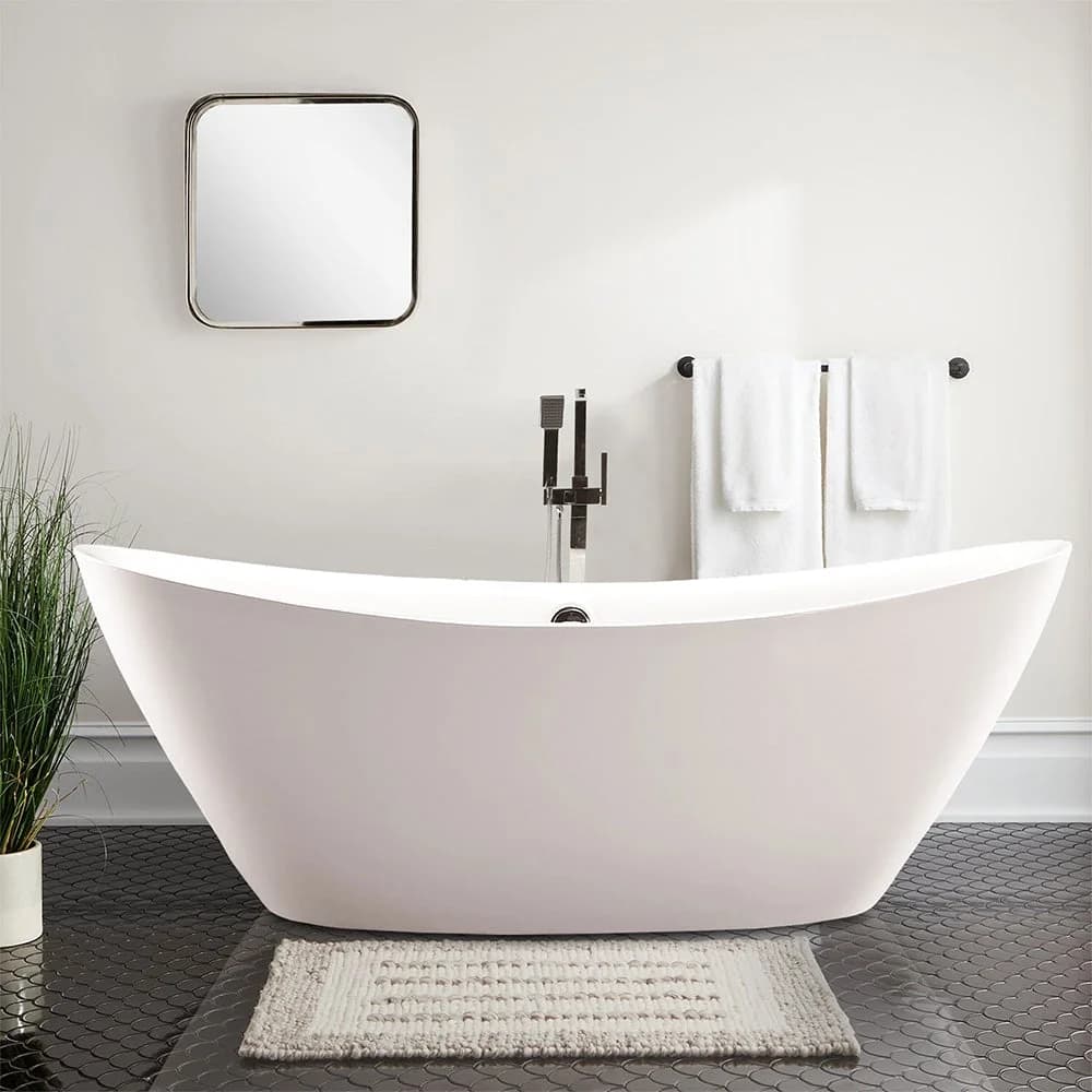 Vanity Art 71 x 34 Inches Freestanding Acrylic Bathtub in White