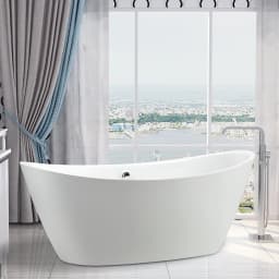 Vanity Art 71 x 34 Inches Freestanding Acrylic Bathtub in White