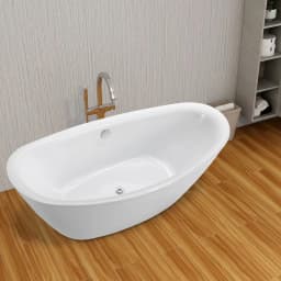 Vanity Art 71 x 34 Inches Freestanding Acrylic Bathtub in White
