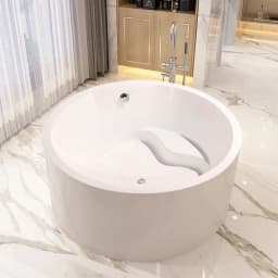 Vanity Art 59 x 59 Inches Freestanding Acrylic Bathtub Modern Stand Alone Soaking Tub in White