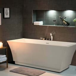 Vanity Art Acrylic Bathtub Modern Stand Alone Soaking Tub in White
