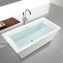 Vanity Art Acrylic Bathtub Modern Stand Alone Soaking Tub in White