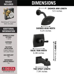 Delta Flynn Matte Black 1-Handle Bathtub and Shower Faucet