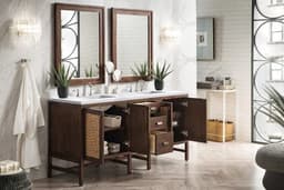 Addison 72" Double Vanity Cabinet, w/ 3 CM Arctic Fall Solid Surface Countertop