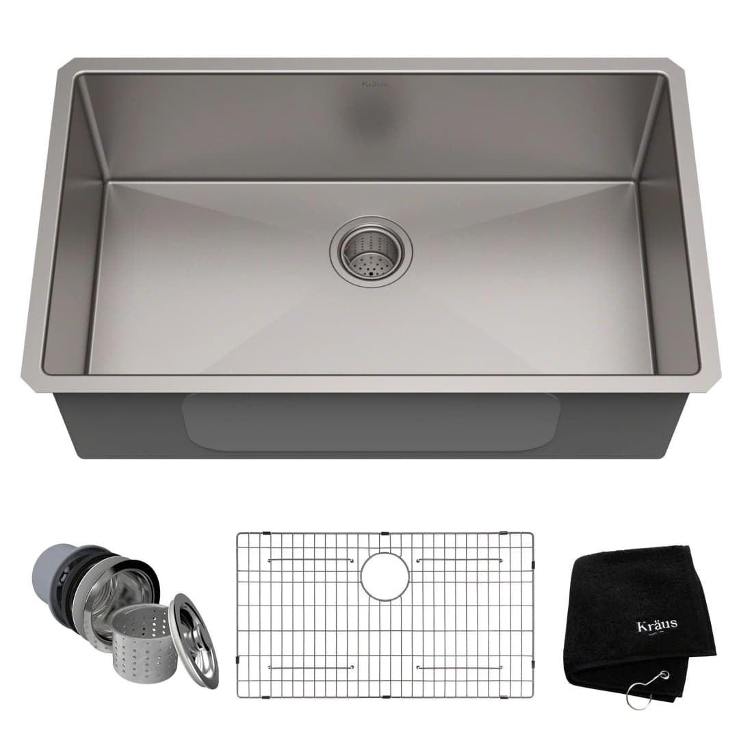 Kraus Standart Pro 32" Undermount 16 Gauge Stainless Steel Single Bowl Kitchen Sink