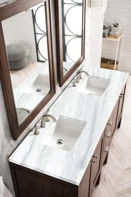 Addison 72" Double Vanity Cabinet, w/ 3 CM Arctic Fall Solid Surface Countertop