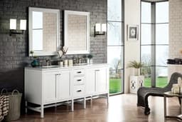 Addison 72" Double Vanity Cabinet, w/ 3 CM Arctic Fall Solid Surface Countertop