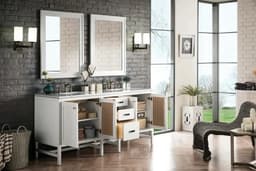 Addison 72" Double Vanity Cabinet, w/ 3 CM Arctic Fall Solid Surface Countertop