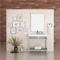 MORENO OTTO 36" STAINLESS STEEL CONSOLE W/ WHITE ACRYLIC SINK - CHROME/BRUSHED NICKLE/ BLACK