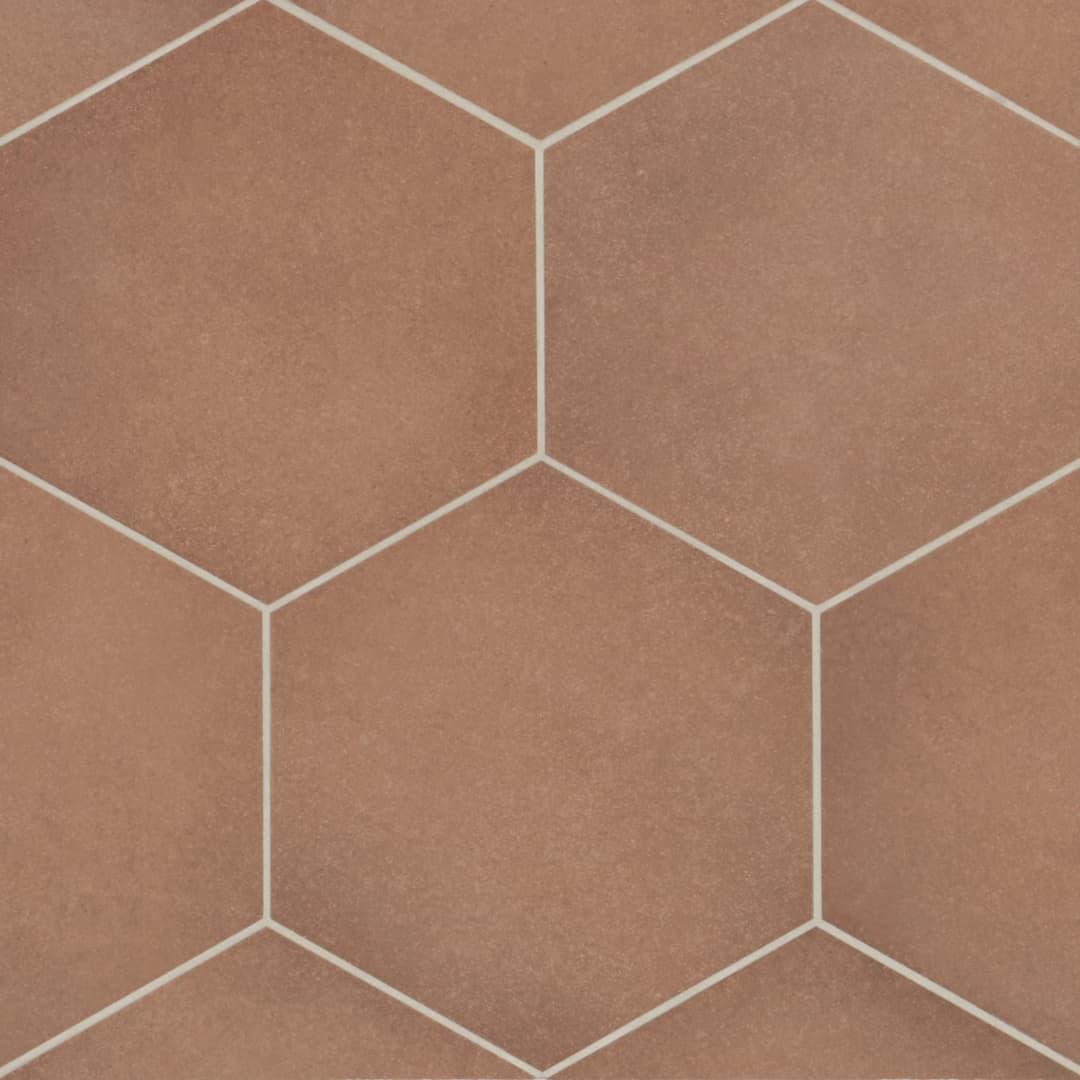 Makoto 10" x 11.5" Hexagon Matte Porcelain Tile in Umi Terracotta