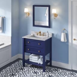 JEFFREY ALEXANDER ADLER TRANSITIONAL 30" HALE BLUE SINGLE UNDERMOUNT SINK VANITY W/ QUARTZ TOP