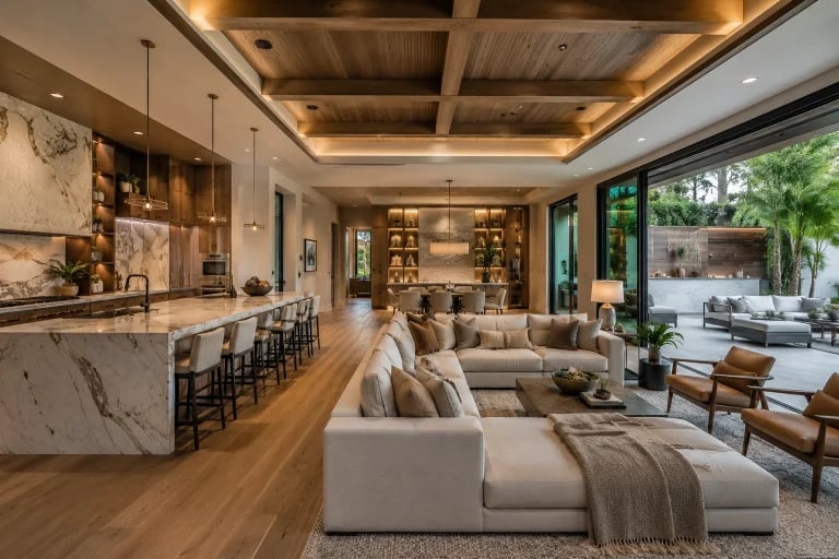 Bold home remodeling ideas featuring a luxury open-concept kitchen and living space