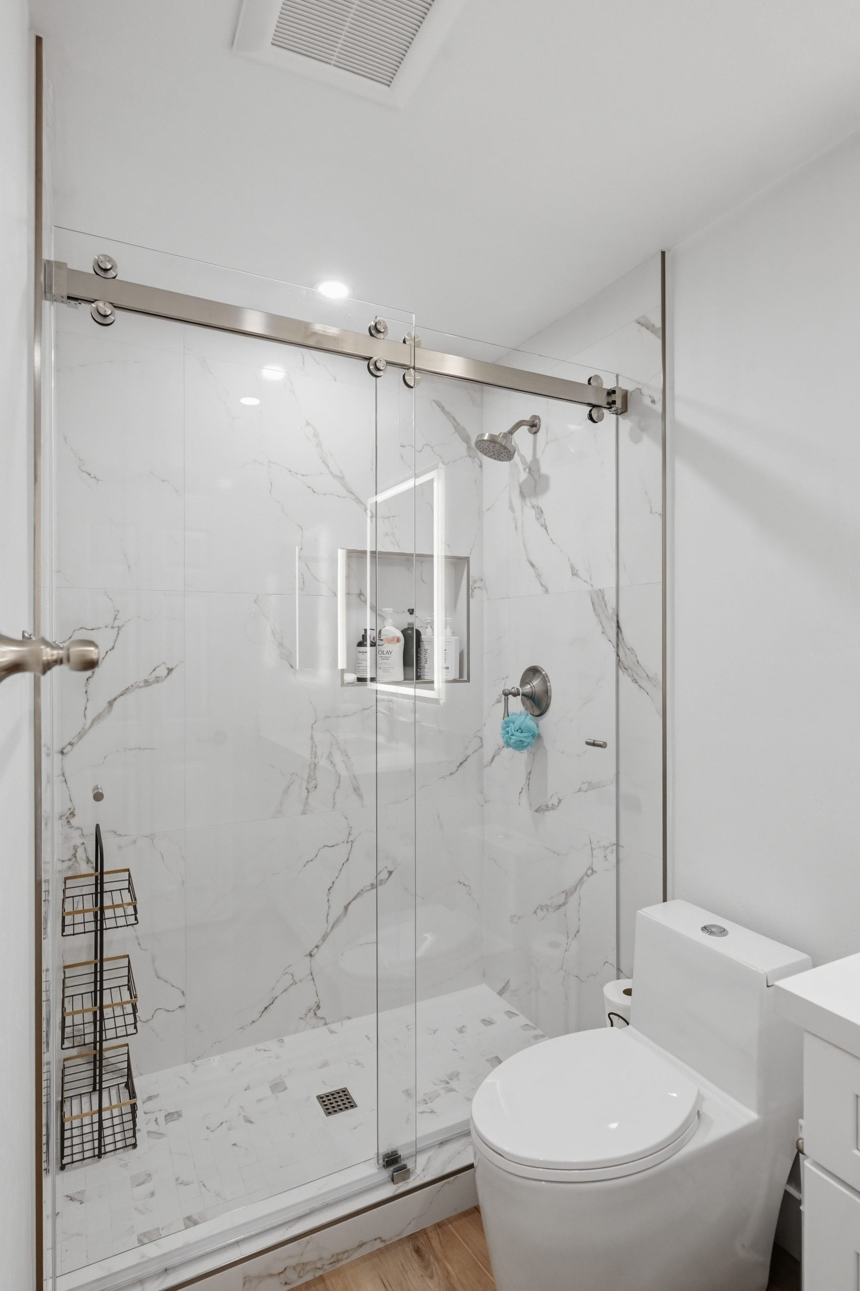 Donahue Drive - Guest Bathroom Shower & Toilet Angle