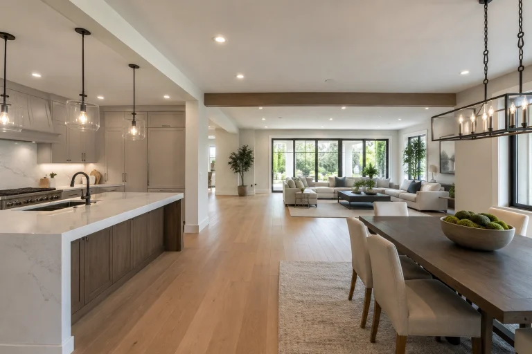 Open-concept floor plan created through structural remodeling