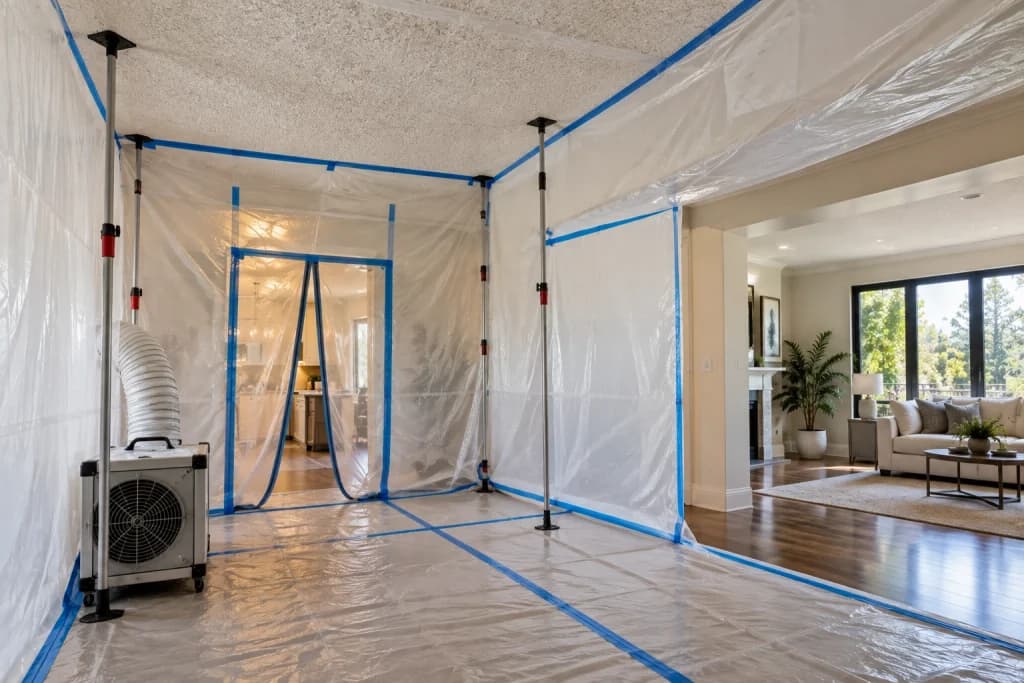 Professionally contained area for asbestos ceiling removal