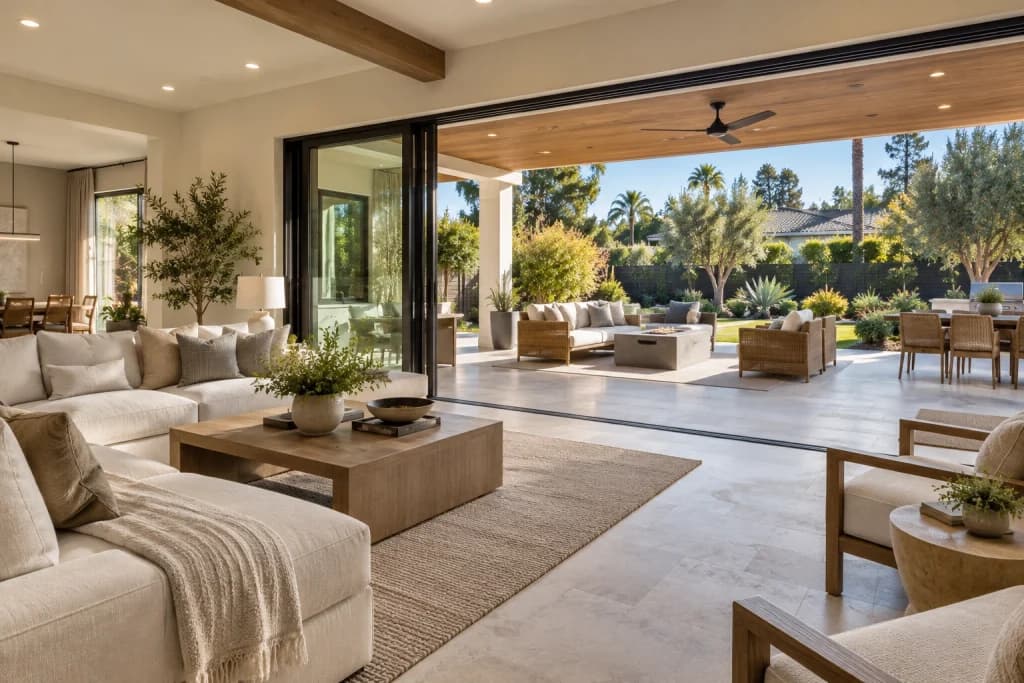 San Diego tract home with a modern interior and seamless indoor-outdoor living space