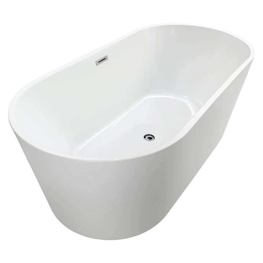 Vanity Art 59 x 30 Inches Freestanding Acrylic Bathtub in White