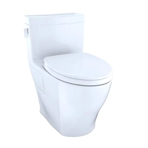 Legato 1-piece 1.28 GPF Single Flush Elongated ADA Comfort Height Toilet in Cotton White, Soft Close Seat Included