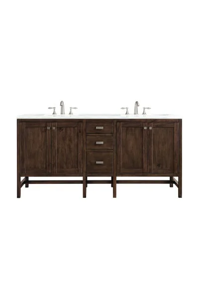 Addison 72" Double Vanity Cabinet, w/ 3 CM Arctic Fall Solid Surface Countertop