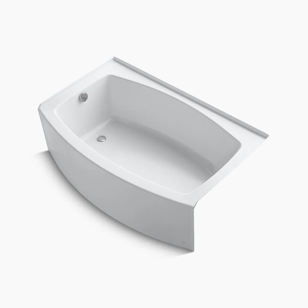 Expanse® 60" x 32" curved alcove bath with integral flange and left-hand drain