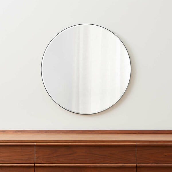 edge brushed nickel round 30 wall mirror